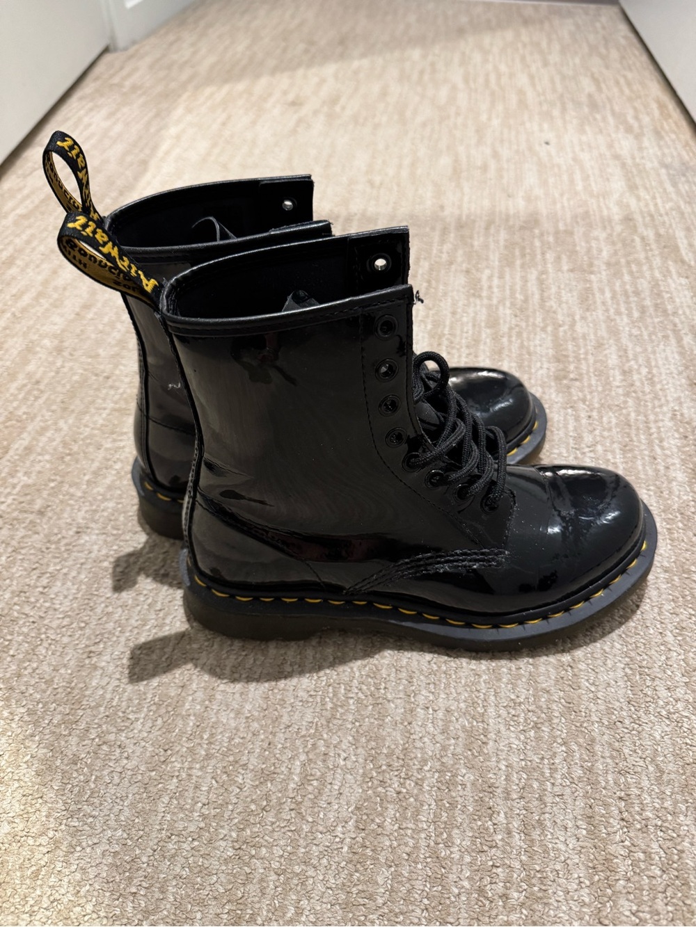 Dr. Martens Black Patent Lace-Up Combat Boots - Picture 2 of 3